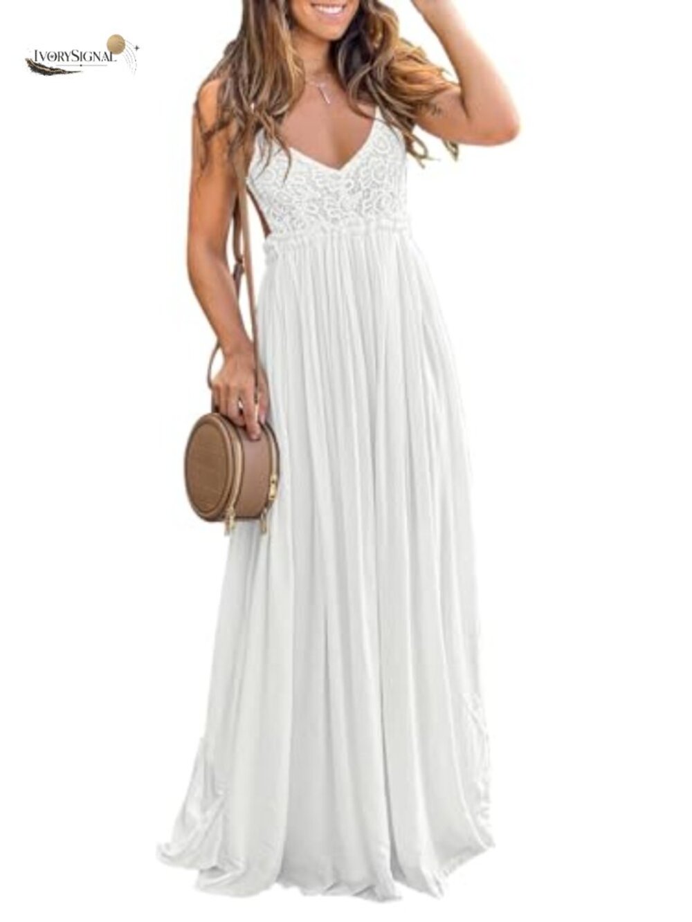 Floral Lace V Neck Sleeveless Maxi Dress Fit Flare Wedding Bridesmaid